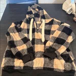 Cozy Checkered Half Zip Hoodie